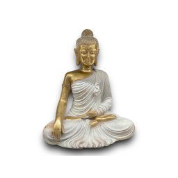 Ülő Buddha Szobor Fehér-Arany 30cm