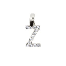 Köves 'Z' betűmedál, fehér 14 kt 0,68 g