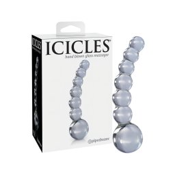 Icicles No. 66 - íves, gömbös, üveg dildó (átlátszó)