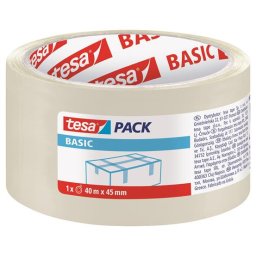 TESA Csomagolószalag, 45 mm x 40 m, TESA "tesapack(R) Basic", átlátszó