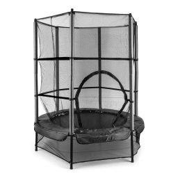 KLARFIT Rocketkid, trambulin, Ø140cm, biztonsági háló, bungee felfüggesztés, 3 éves kortól (FIT11-Rocketkid BK)