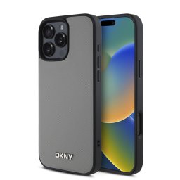 DKNY PU LEATHER SILVER Védőburkolat Apple iPhone 16 Pro szürke