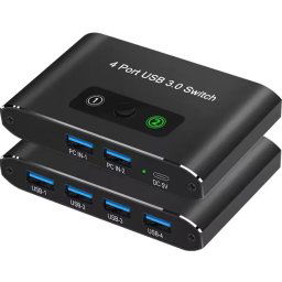USB 3.0 KVM switch 4 USB port két számítógép megosztásához (billentyűzet, egér, pendrive)