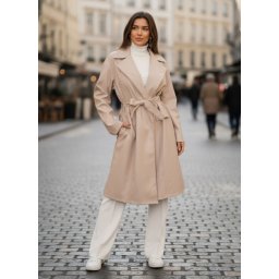 Dögös tavaszi bézs női műbőr kabát XS-M méret