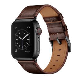 LEATHER Bőr szíj Apple Watch Ultra 1 / 2 (49mm) / 9 / 8 / 7 (45 mm) / 6 / SE / 5 / 4 (44 mm) / 3 / 2 / 1 (42 mm) sötétbarna