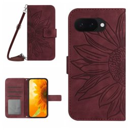 ART SUNFLOWER Pénztárca tok húzózsinórral Google Pixel 9a bordó színhez