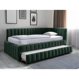 COMFINO VELVET kárpitozott ágy kihúzható vendégággyal, 120 x 200 cm, sötétzöld KRONOS 14