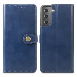 LEATHER BUCKLE Pénztárcahuzat Samsung Galaxy S21 5G kék