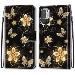 ART Wallet tok Xiaomi Redmi Note 10 5G / Poco M3 Pro GOLD EN BUTTERFLY