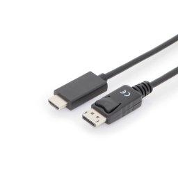 Digitus kábel adapter DisplayPort, DP - HDMI Type A, M/M, 2,0 m, blokkolással, DP 1.2_HDMI 2.0, 4K / 60Hz, CE, bl