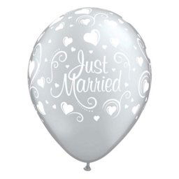 Esküvő Metallic Hearts léggömb, lufi 6 db-os 11 inch (28cm)