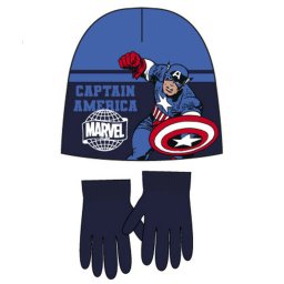 Bosszúállók Captain America Blue gyerek sapka + kesztyű szett 52 cm