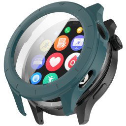 PC FULL COVER Műanyag borítás üveggel a Xiaomi Watch S4 sötétzöld