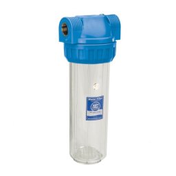 Aquafilter 10"-os 3 részes szűrőház 1/2" réz csatlakozással átlátszó házzal (FHPR12-3S)