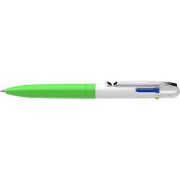 SCHNEIDER Golyóstoll, 0,5 mm, nyomógombos, négyszínű, SCHNEIDER "Take 4 Neon", zöld-fehér