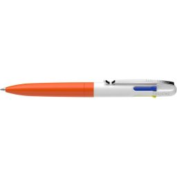 SCHNEIDER Golyóstoll, 0,5 mm, nyomógombos, négyszínű, SCHNEIDER "Take 4 Neon", narancs-fehér