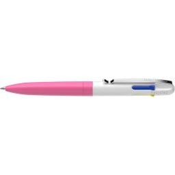 SCHNEIDER Golyóstoll, 0,5 mm, nyomógombos, négyszínű, SCHNEIDER "Take 4 Neon", rózsaszín-fehér