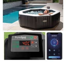 Intex Bubble+JET PureSpa Octagon masszázsmedence 6 személyes masszázsmedence sóbontóval WIFI vezérléssel 28462 NP