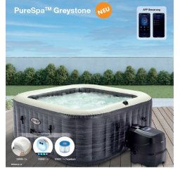 Intex Bubble Greystone Deluxe PureSpa 6 személyes fűthető MINI masszázsmedence sóbontóval és WIFI vezérléssel 28452