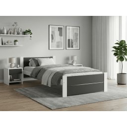 IKAROS DOUBLE ágy 90 x 200 cm, antracit/fehér Ágyrács: Léces ágyrács, Matrac: Deluxe 10 cm matrac