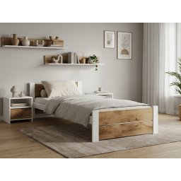 IKAROS DOUBLE ágy 90 x 200 cm, artisan tölgy/fehér Ágyrács: Ágyrács nélkül, Matrac: Sommera 18 cm matrac