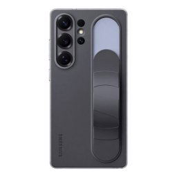 SAMSUNG szilikon telefonvédő (matt, beépített szíj, kitámasztó) FEKETE Samsung Galaxy S25 Ultra (SM-S938)