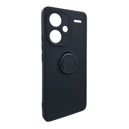 Szilikon telefonvédő (tartógyűrű, mikrofiber plüss belső, mágneses, kameravédő) FEKETE Xiaomi Redmi Note 13 Pro Plus 5G