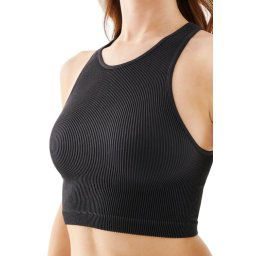 Crop top Halter Rib, fekete