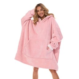 Hoodie maxi pulóver, rózsaszín, nyomott minta nélkül