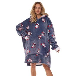 Hoodie maxi pulóver, szürke, Santa macikkal
