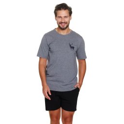 Szarvas rövid férfi pizsama, szürke