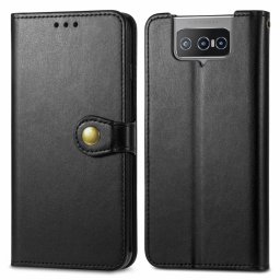 LEATHER BUCKLE Wallet esetben Asus Zenfone 8 Flip (ZS672KS) fekete
