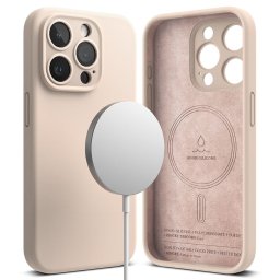 RINGKE SILICONE MAGSAFE Ochranný kryt Apple iPhone 15 Pro PINK SAND