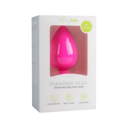 EasyToys Diamond - fehér köves anál plug (nagy, pink)