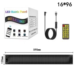 Digitális LED Panel Autó Szélvédőre - Egyedi Kijelző, Óra & Info/ Programozható 120 x 595 mm