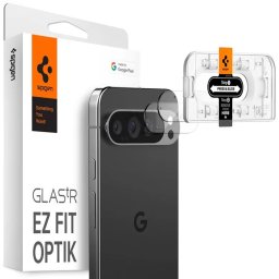 Google Pixel 9 Pro, Kamera lencsevédő fólia, ütésálló fólia, Tempered Glass (edzett üveg), Spigen Glastr Ez Fit Optik, Clear, 2 db / csomag