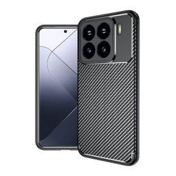 Szilikon telefonvédő (ütésállóság, légpárnás sarok, karbon minta) FEKETE Xiaomi 15