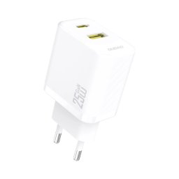 DUDAO A26T GaN 25W AC töltő USB-A / USB-C fehér