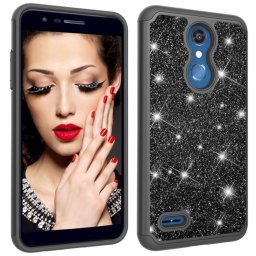 Glitter Powder Ochranný Gumi Obal LG K30 čierny