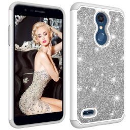 Glitter Powder Ochranný Gumi Obal LG K30 strieborný