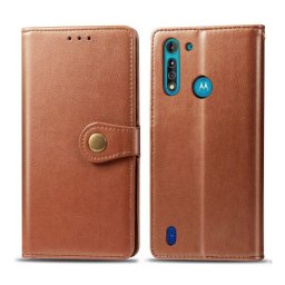 LEATHER BUCKLE Pénztárca Motorola Moto G8 Power Lite barna