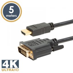 Delight (20382) 5m fekete aranyozott HDMI / DVI-D (24+1) Dual Link kábel
