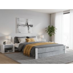 IKAROS DOUBLE ágy 140 x 200 cm, beton/fehér Ágyrács: Ágyrács nélkül, Matrac: Deluxe 10 cm matrac