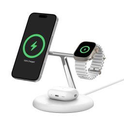 Belkin BOOST CHARGE PRO Qi2, 15W 3in1 mágneses állvány, fehér
