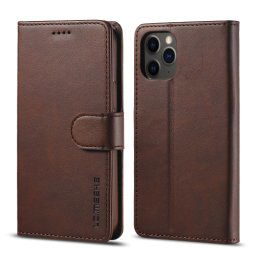IMEEKE Wallet tok Apple iPhone 12 12 Pro sötétbarna
