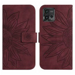 ART SUN FLOWER Pénztárca tok szíjjal Motorola Moto G72 bordó