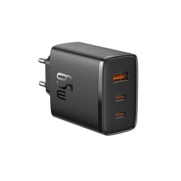 BASEUS CUBE PRO 65W GaN hálózati töltő 2x USB Type-C + 1x USB -A fekete