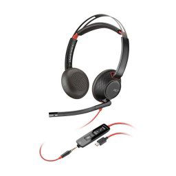 Poly Blackwire 5220 fejhallgató, 3,5 mm-es jack USB-C/A adapter, sztereó