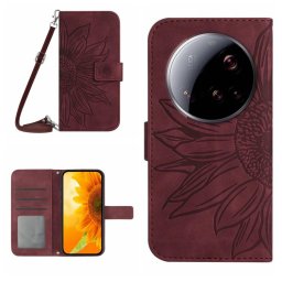 ART SUNFLOWER Pénztárca tok húzózsinórral Xiaomi 15 Ultra bordó színhez