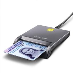 AXAGON CRE-SM3T, USB-A FlatReader érintőkártya olvasó Smart card (eObčanka), kábel 1,3m